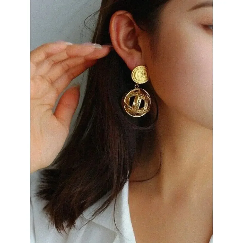 EARRINGS Fashion Costume Jewelry Hollowed Gold Sugar Ball Drop Pierced